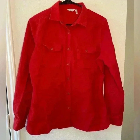 Woolrich Red Long Long Sleeve Button Down Shirt Blouse Womens Size Medium - Picture 1 of 10
